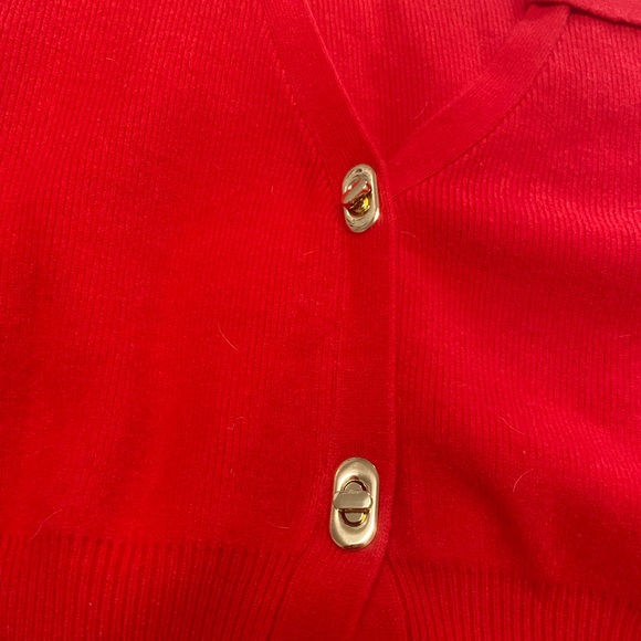 Commense Vibrant Red Cardigan with Gold Buttons - Picture 2 of 2